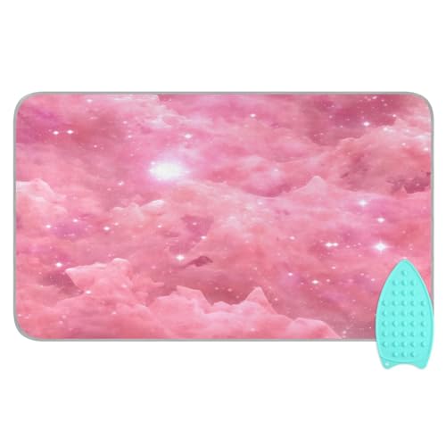 GOODOLD Galaxy Pink Ironing Mat Portable Travel Ironing Pad for Washer,Dryer,Table Top, Iron Board Alternative Cover, Large Heat Resistant Ironing Blanket