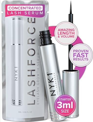 NYK1 CONCENTRATED Lash Serum For Eyelash Growth (3ml) LashForce Eyelash Serum To Grow Lashes Longer And Thicker - Lash Growth Serums For Easy Application And Long Lasting Results For Fuller Eyelashes