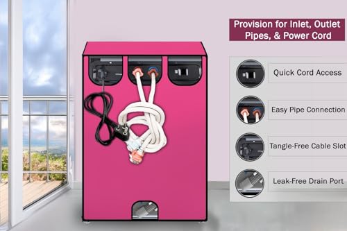 Image of Stylista Waterproof and Dustproof Polyester Washing Machine Cover Compatible for Godrej 8 Kg Fully-Automatic Top Loading WTEON ADA 80 5.0 FEFN GLGR, Pink