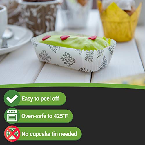 Panificio Premium 4-Inch Baking Cups, 4.5 Oz: Large-Ridged Elliptical Paper Baking Cups Perfect For Muffins, Cupcakes Or Mini Snacks - Vintage Floral Design - Disposable And Recyclable - 200-Ct #TOP5