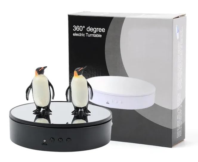 24x7 eMall Rotating Display Stand 15 Cm 360 Degree Electric Rotating Turntable With Mirror Finish for Photography Products Display, Jewellery, Cake and Collectibles, 15 Cm Diameter Black