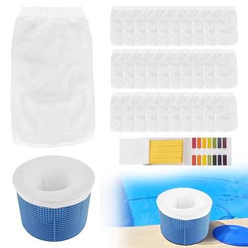 FSWWSF 30 Pièce Chaussette Skimmer Piscine, Filtre Skimmer Piscine, Filtre Les paniers, Les écumoires nettoient Les débris et Les Feuilles pour piscines...