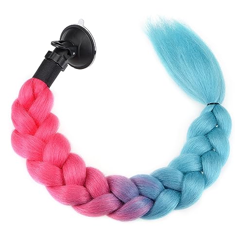 F FIERCE CYCLE Helmet Decor Pigtail Gradient Braid Ponytail Hair with Suction Cup 22.83