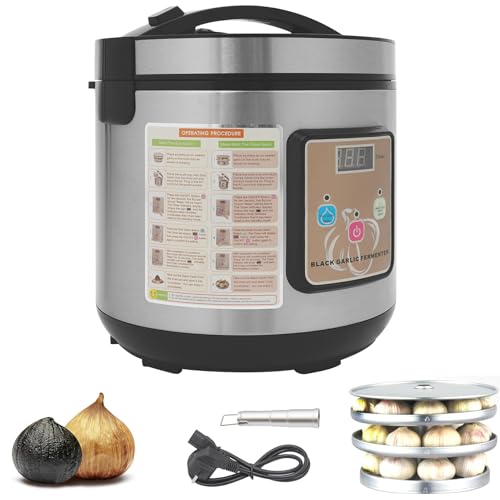 Fermentador negro 6L, 90 W, 220 V, fermentador automático con olla interior y 3 niveles de ajo, control de tiempo y temperatura, 12 – 15 días, cocina de ajo para hacer negro (plata)