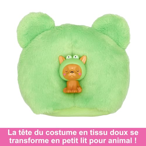 Barbie Coffret Cutie Reveal avec Poupée Articulée Châtain avec Mèches Roses, Chiot Déguisé en Grenouille, 10 Surprises Et Accessoires, À Collectionner, Jouet Enfant, A Partir De 3 Ans, HRK24
