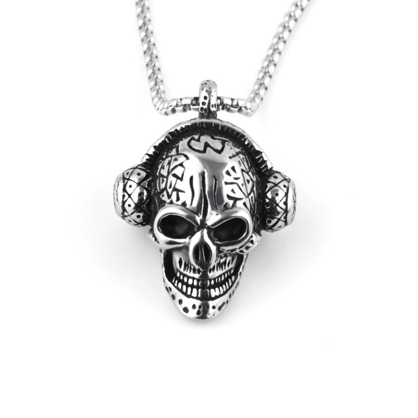 VisageVitalitt Collier Pendentif Tête de Mort en Acier inoxydable, Crâne Gothique Hip Hop Punk...