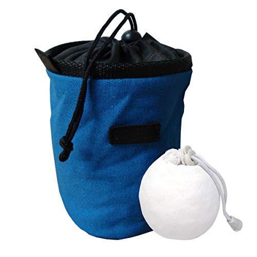 Z ATHLETIC Gym Chalk Ball & Chalk Bag Combo for Gymnastics, Rock Climbing, and Weightlifting (Refillable, Blue)