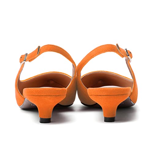 SKYSTERRY Womens Casual Pointed Toe Suede Slip On Wedding Slingback Kitten Low Heel Pumps Shoes 1.5 Inch4