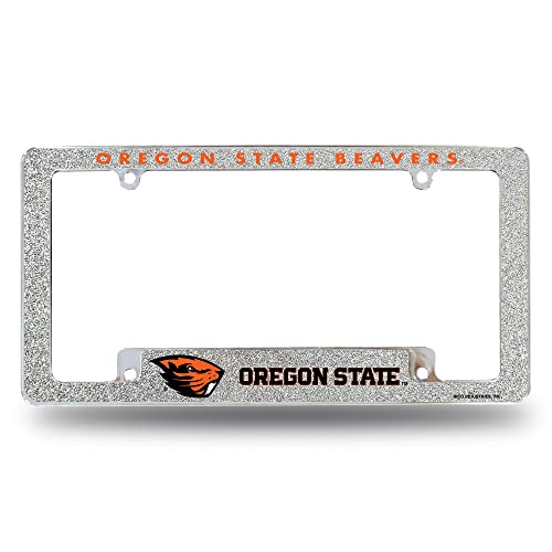 Rico Industries NCAA Oregon State Beavers Silver Chrome All Over Automotive Bling License Plate Frame