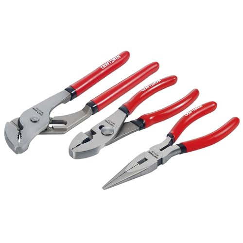 CRAFTSMAN Pliers Set, 3 Piece Set, 6 Inch Long Nose, 6 Inch Slip Joint, 8 Inch Groove Joint (CMHT84103R)