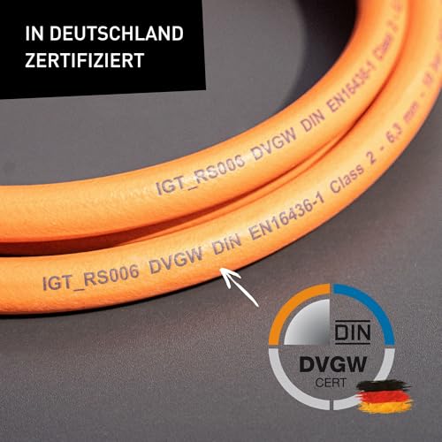 SKOTTI Prop, EN 417 Gaskartuschen kompatibel, Gasflaschenanschlussset für SKOTTI Grill und Campingkocher, für große Gasflasche 5kg und 11kg, ideal für Camping & Outdoorkocher, 165cm länge