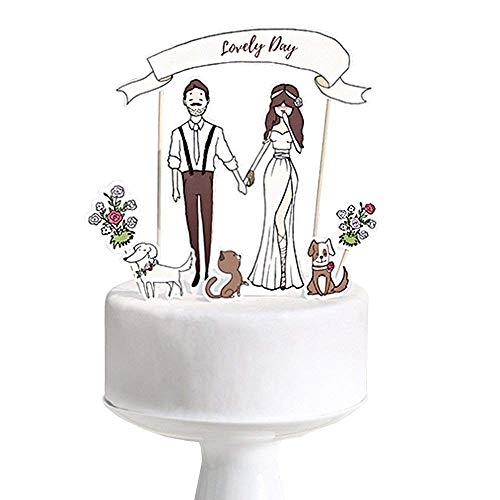 Cake Topper LOVELY DAY Sposi Sposini con GATTO e
