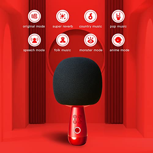 Calf Karaoke Speaker Microphone Wireless Bluetooth Tws Microphones&Speaker 2 In1 Portable Mini Adults Handheld Mic Singing Home Ktv Party Indoor Electronic Gifts For All Ios Android Pc G2 Red(Black) #TOP2