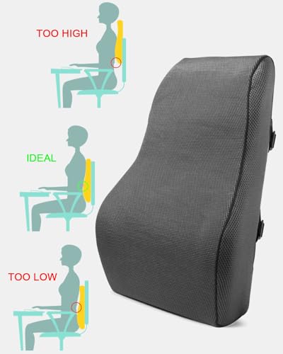 FAOKZE Ergonomisches RückenKissen aus Memory Foam, Memory Foam Rückenkissen für Bürostuhl & Sofa, Rückenkissen Stuhl mit Antistatischem (Grau)