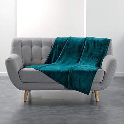 douceur d'interieur FLANOU Plaid, Polyester, Bleu, 125 x 150 cm
