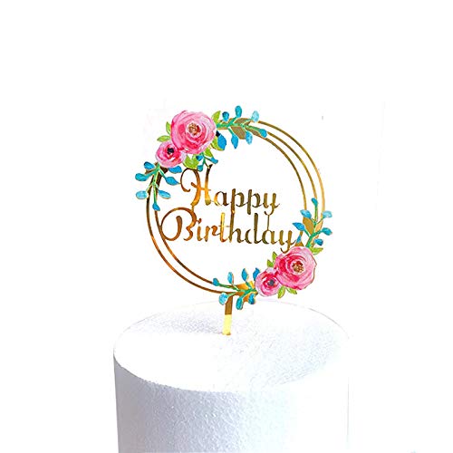 Decoración de pastel de flores de acrílico para niños, niñas, cumpleaños, boda, día de la madre, decoración de pasteles florales