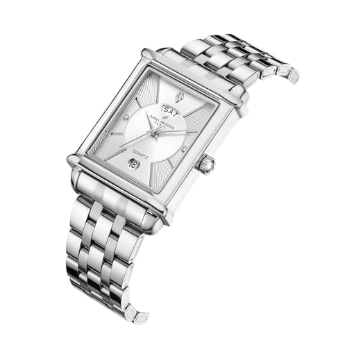Image of Daniel Hechter Paris Etoile Collection Watch for Men Analog Watch - Rectangular Dial with Day & Date Display, Stainless Steel Strap, Quartz Movement