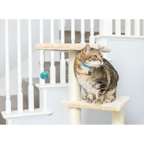 Torre para gatos 3 niveles madera real beige 48 pulg miniatura 2