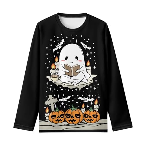 Halloween Shirts for Girls Boys Long Sleeve Tops Crewneck Tees Fall Winter Clothes for Holiday Party 3-16T