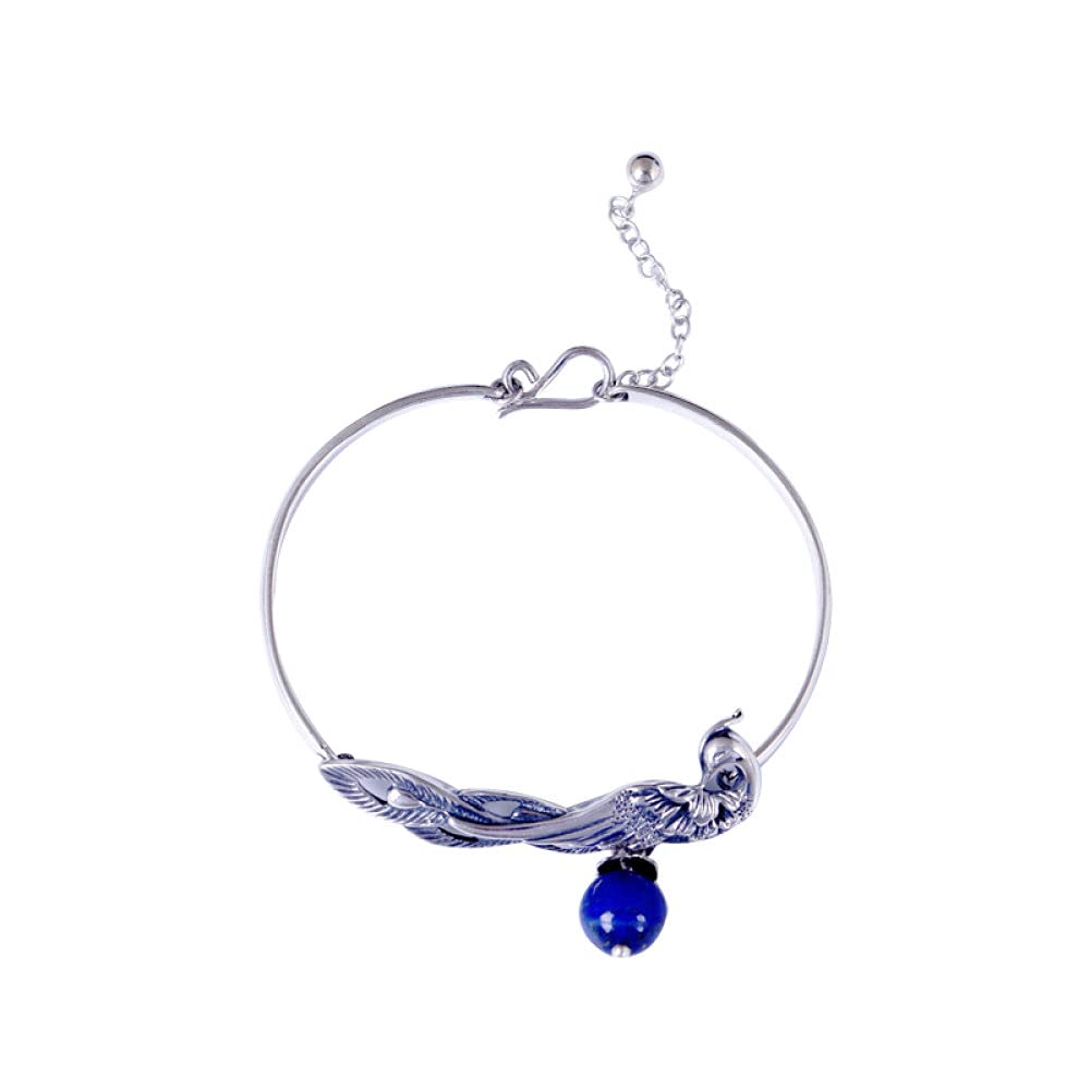 Bracciale Argento Donna,Bracciale da Donna in Argento Sterling 925 Bracciale Vintage Pavone con Mosaico Bracciale Lapislazzuli da Donna Gioielli in Argento Regali per Sorelle Amiche Coppie Mamma