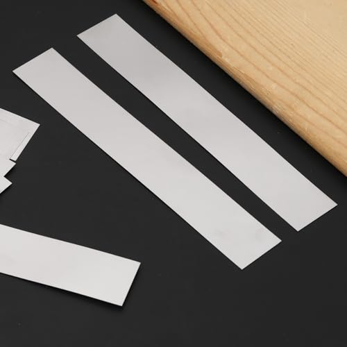 Glarks 10pcs L x W x T 6.1 x 0.98 x 0.012’’ Rectangular Shim Stock Assortment, 304 Stainless Steel Strips, Silver Shim Stock Sheet for Kitchen Trim Gap Filler/DIY/Industrial Use