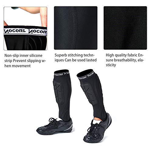 Nocour Soccer Shin Guards For For Kids Youth, Protective Soccer Gear Equipment With Lower Leg And Ankle Guards Pads For Boys Girls Teenagers - Black(M) #TOP6