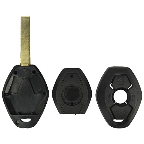 qualitykeylessplus Replacement Remote Head Key 3 Button Case and Pad for BMW FCC