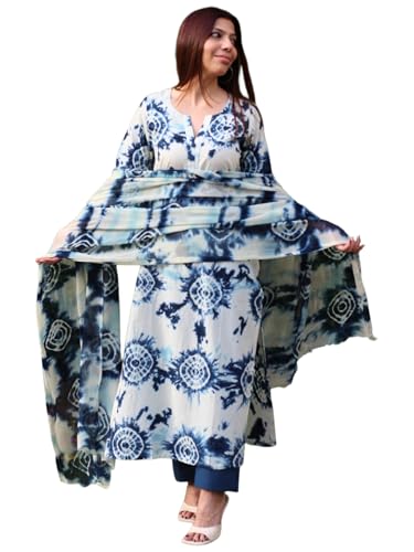 Image of GoSriKi Women's Viscose Printed Straight Kurta with Narrow Pant and Dupatta | Kurta Set for Women Suit Set for Women | Indian Ethnic Wear Designer Collection