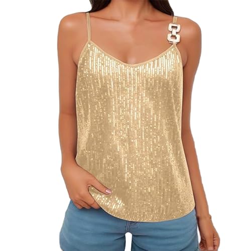 Cihdmfb Glitzer Tank Tops Damen Festliche Pailletten Ärmellose Weste Sexy...
