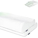 LAMB Almohada Viscoelastica, Almohada Cervical Antiacaros, Almohada Ortopedica Diseño Ergonómico Terapéutico Reduce Dolores Cervicales, Funda de Extraíble y Lavable， Juego de 2 Piezas