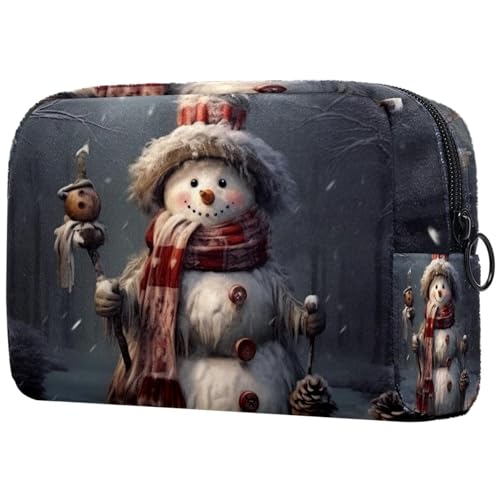 Beauty case da donna con pupazzo di neve natalizio retrò con cerniera beauty case da viaggio organizer per cosmetici Multicolore 5 Art Deco