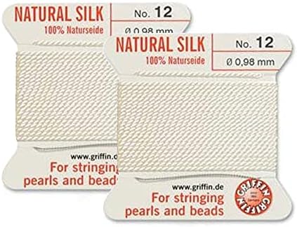 2 Pcs Griffin Silk Beading Cord Thread and Needle Size 12 White Color image 2