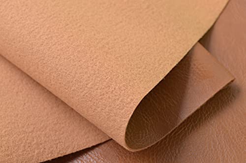 Image of Wento Thick 5 Yards Faux Leather Soft Skin Grain PU for Furniture Cover, Reupholster Sofa Chairs, Cushions, Vinyl Upholstery (5 Yards, Camel Tan)