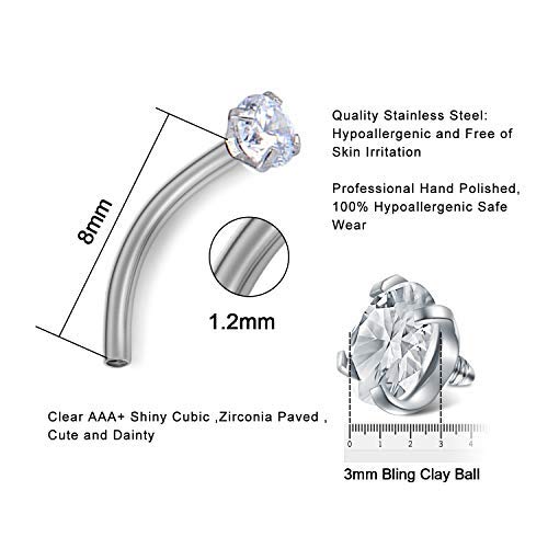 Anicina 16G Opal Eyebrow Ring Cubic Zirconia Daith Rook Earrings Body Piercing Jewelry Curved Barbell Ring Set Tragus Lip Cartilage Ring #TOP4