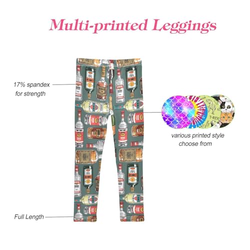 CaTaKu Girls Leggings Wine Bottles Colorful Leggings for Girls Kids Athletic Workout Yoga Pants Size 4-10T4