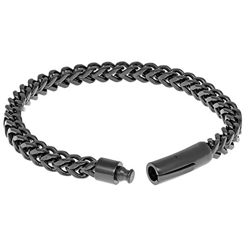 Metro Jewelry Stainless Steel Thick Foxtail Chain Bracelet for Men with Black Ion Plating - 9 Inches Long 6 MM Wide with Push Lock3