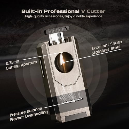 Encendedor antorcha multifuncional con cortador y llama dual miniatura 4