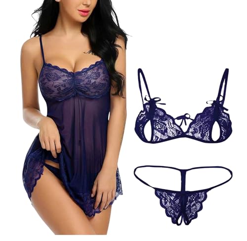 Image of UNITRUST Babydoll Lingerie Set with Net Bra and Panty, Honeymoon Combo