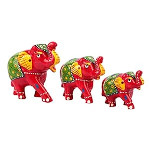 DreamKraft Pappmaché Elefant Schaustück Set, Rot