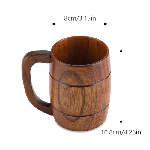 Joyzan Handmade Wooden Beer Tankard - Vintage Rustic Drinking Mug with Handle for Outdoor Travel, Camping, and Bar Use - Image 7