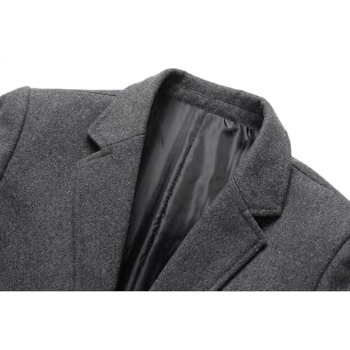 Image of INVACHI Men's Wool Blend Long Trench Coat Notched Collar Single Breasted Overcoat Warm Winter Pea Coat