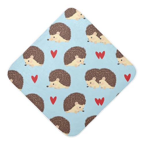 Kigai Baby Hooded Towel Absorbent Baby Bath Shower Towel with Hood for Newborn Boys Girls Babies Infant Toddler (Cute Hedgehogs 30 x 30 in)