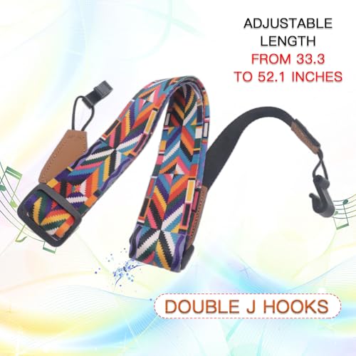 Image of Adjustable Ukulele Strap, No-Drill Ukulele Straps Adult Size, Easy to Use with Double J Hooks, Ukulele Accessories