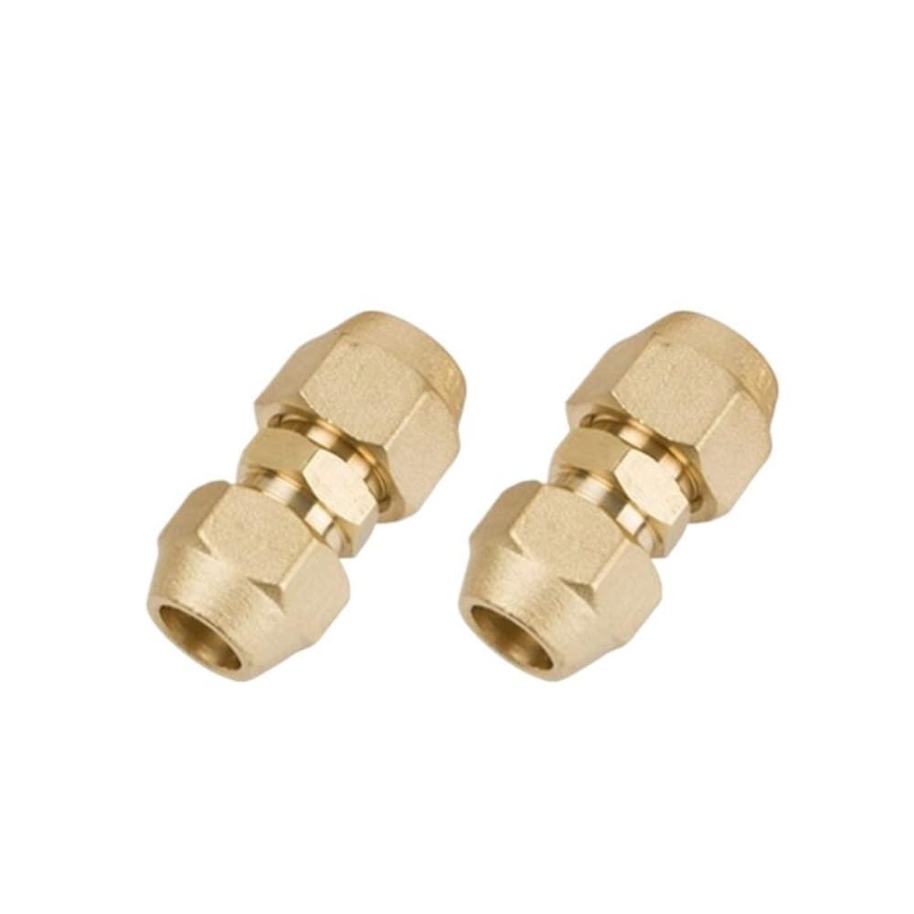 Tube Union Coupler 2pcs Copper Pipe Joints, 5/8inch Quick Connect Flared Joint, 1/2inch AC Extension Connector(1/4inch)