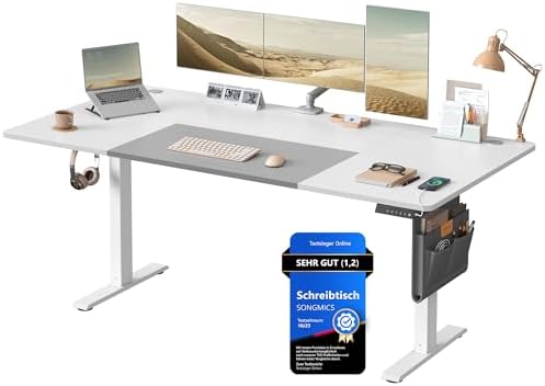 Bild 16 - SONGMICS Höhenverstellbarer Schreibtisch elektrisch, 160 x 70 cm, stufenlos verstellbar, Memory-Funktion mit 4 Höhen, wolkenweiß LSD136W01