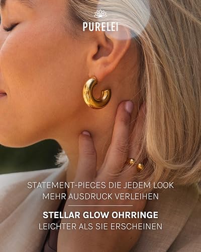 Purelei Stellar Glow Creole Ohrringe (Gold) – Damenohrringe aus langlebigem Edelstahl – Wasserfeste Ohrringe Damen – 3,1 cm Durchmesser… – Ansicht 2