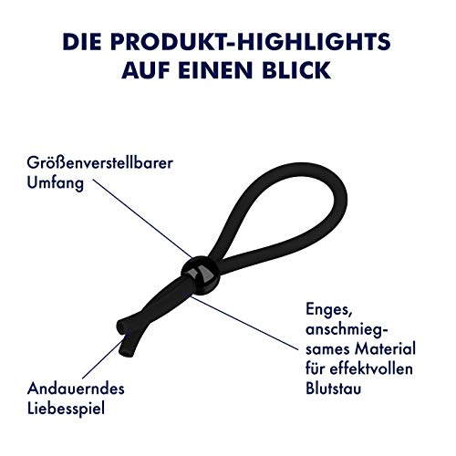 EIS Verstelbare penisring van siliconen, 1-6 cm, cockring rekbaar voor mannen en paren, seksspeeltje voor penis en testikels, vergroting: tot 6 cm breed, kleur: zwart - Afbeelding 3