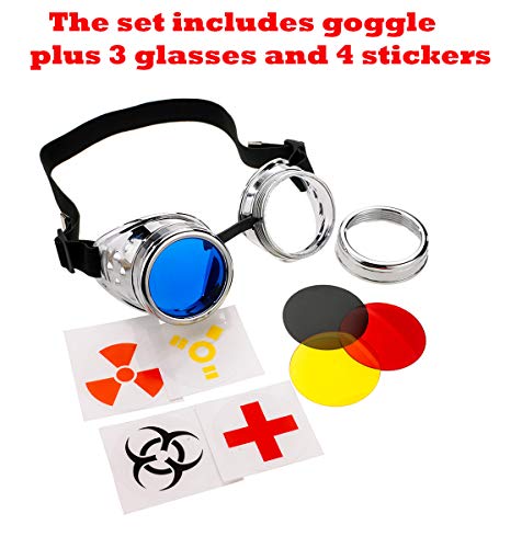 4sold Round Rave Novelty Cosplay Steampunk Goggles UK Ultra Premium Quality Steampunk Goggles Cyber Glasses Glasses Victorian Punk Style Welding Cosplay in a Gothic Style Goth Rustic Rivet Vintage - Image 3