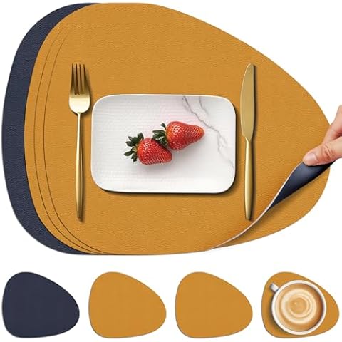 HEYOMART Dual-Sided PU Leather Placemats Cover