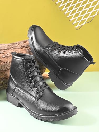 Image of Prolific Men's Ankle Lace-up Boots | High Ankle Boot| Formal, Office & Casual Wear Shoes | Soft Cushioned Insole, Slip-Resistance, Dynamic Feet Support, Arch Support & Shock Absorption